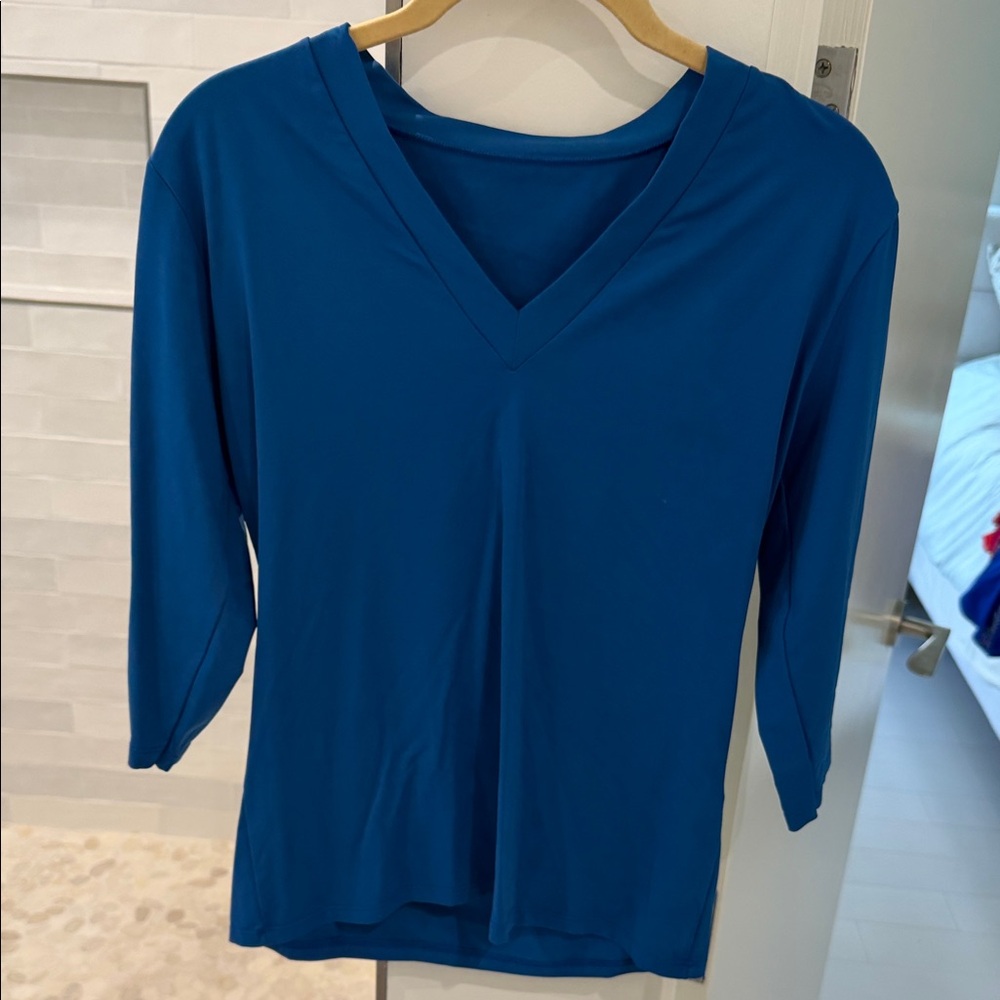 Women's Blue V-Neck Top